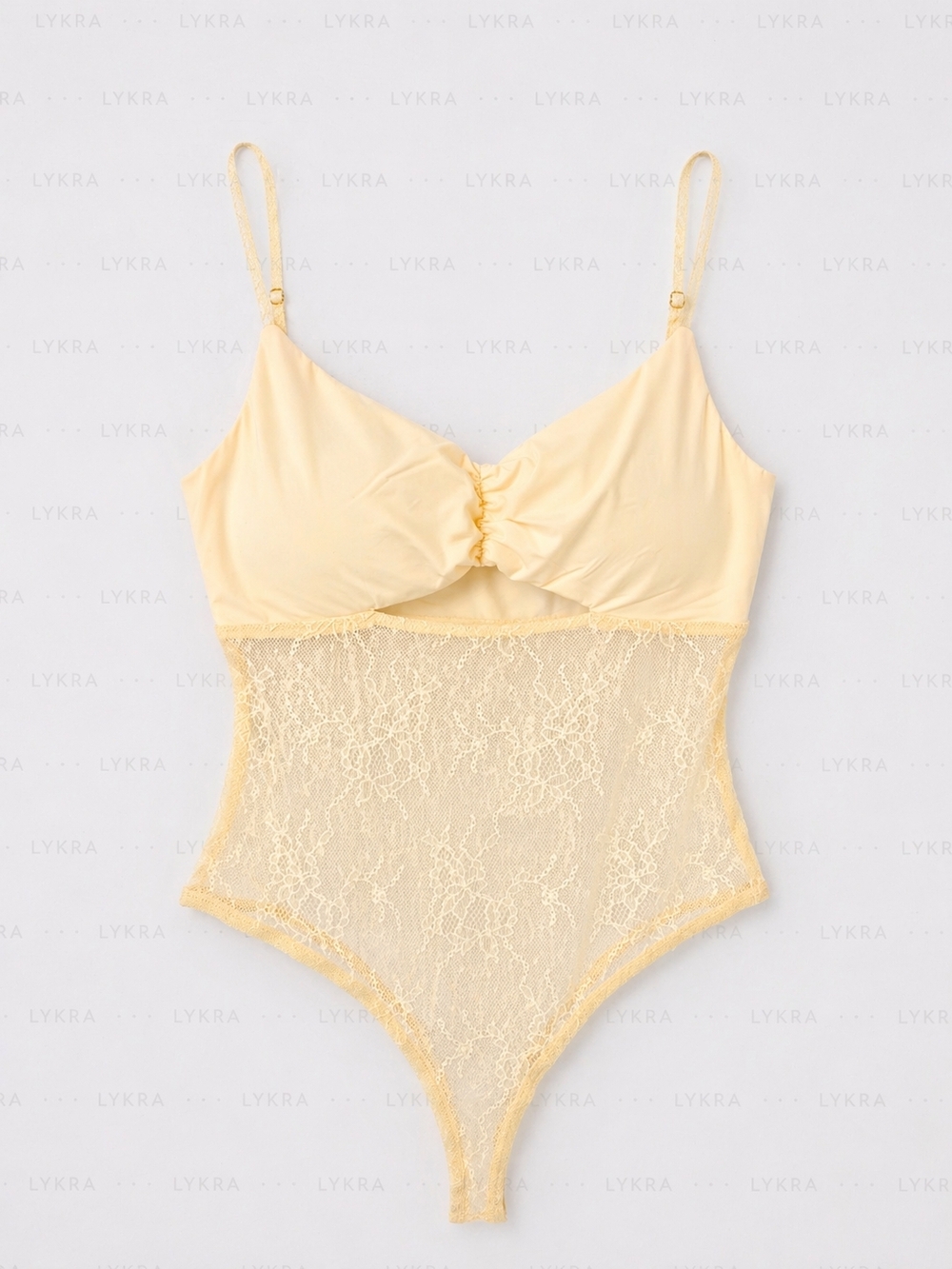 Fashion Nova Pale Yellow Lace Bodysuit - Picture 5 of 5